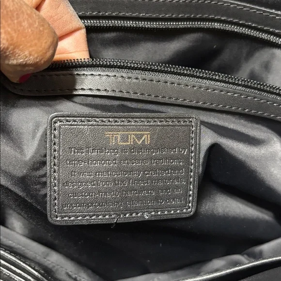 Tumi Beacon Hill Branch slim laptop coated canvas leather trim briefcase.